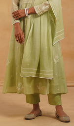Load image into Gallery viewer, Women's Lakhnavi Handcrafted Mul Chanderi Chikankari Stitched Kurta, Dupatta And Pant Set - HONC0520644