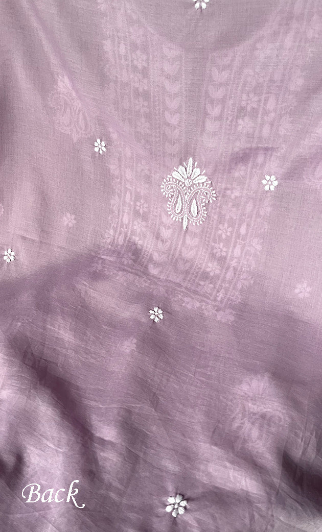 Women's Lakhnavi Handcrafted Cotton Chikankari Unstitched Kurti Fabric - HONC0302647