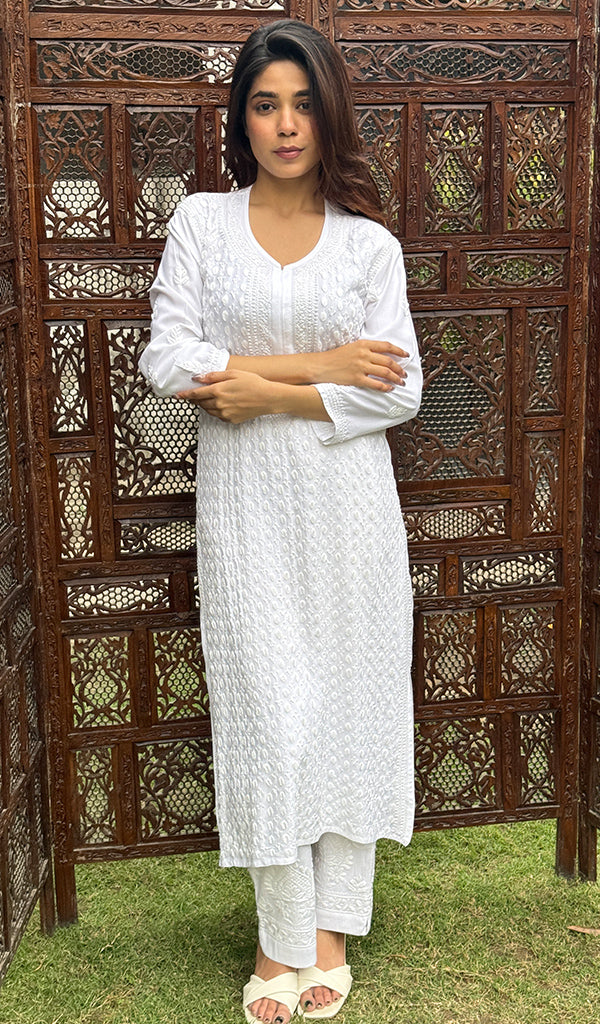 Hinaya Women's Lakhnavi Handcrafted Rayon Chikankari Kurti - HONC0153613