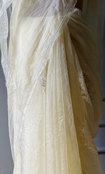 Load image into Gallery viewer, Amna Women&#39;s Lucknowi Handcrafted Pure Organza Silk Chikankari Saree - HONC0294408
