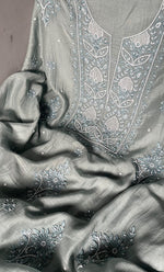 Load image into Gallery viewer, Women&#39;s Lakhnavi Handcrafted Mul Chanderi Unstitched Kurta And Dupatta Set- HONC0310805
