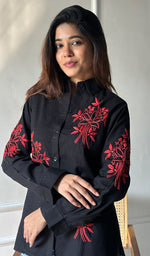 Load image into Gallery viewer, Vaani Women&#39;s Lucknowi Handcrafted Slub Cotton Chikankari Top - HONC0299204
