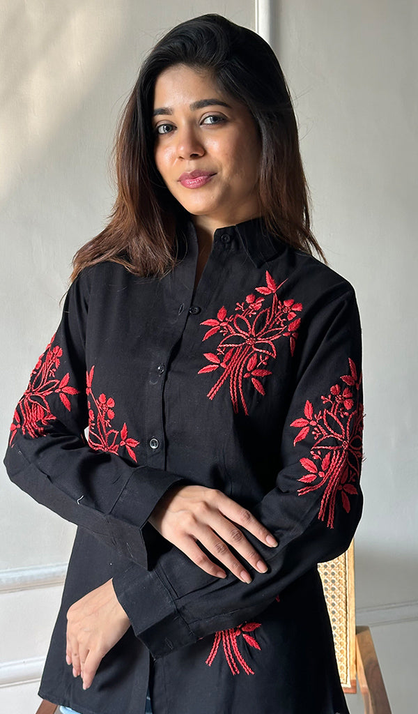 Vaani Women's Lucknowi Handcrafted Slub Cotton Chikankari Top - HONC0299204