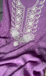 Load image into Gallery viewer, Jazba Women&#39;s Lakhnavi Handcrafted Mul Chanderi UnStitched Kurta And Dupatta Set - HONC0301706
