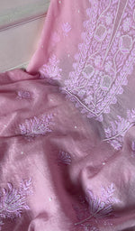Load image into Gallery viewer, Women's Lakhnavi Handcrafted Chanderi Silk Unstitched Chikankari Full Suit - HONC0344631
