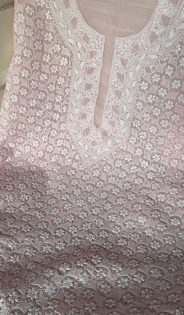 Alina Women's Lakhnavi Handcrafted Cotton Unstitched Chikankari Suit Material - HONC0274642