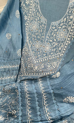 将图像加载到图库查看器中， Women&#39;s Lakhnavi Handcrafted Mul Chanderi Semi - stitched Kurta And Dupatta Set- HONC0282423
