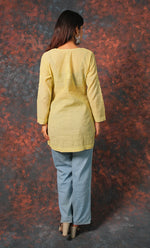 Load image into Gallery viewer, Women&#39;s Lakhnavi Handcrafted Cotton Chikankari Top - HONC0331498
