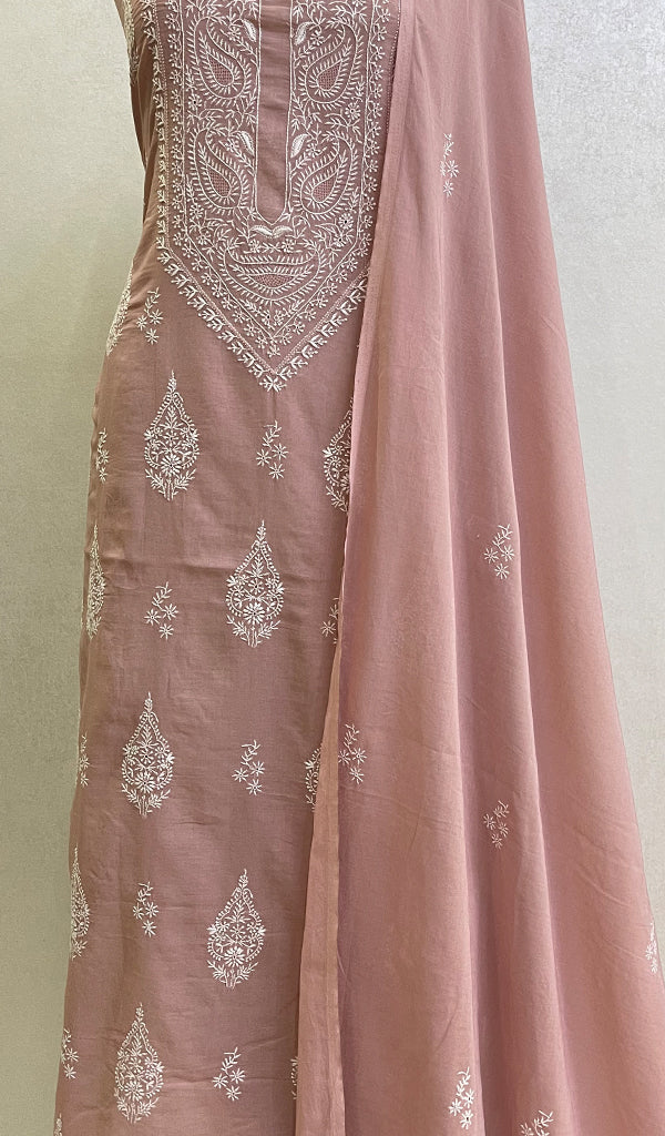 Women's Lakhnavi Handcrafted Cotton Chikankari Suit Material- HONC0155773