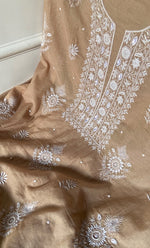 Load image into Gallery viewer, Women's Lakhnavi Handcrafted Mul Chanderi Unstitched Chikankari Full Suit Material - HONC0328323