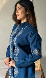 Load image into Gallery viewer, Women&#39;s Lucknowi Handcrafted Slub Cotton Chikankari Top - HONC0299058
