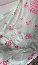Women's Lakhnavi Handcrafted Cotton Unstitched Kurta And Dupatta Set - HONC0245299