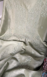Load image into Gallery viewer, Women's Lucknowi Handcrafted Chanderi Silk Chikankari Full Suit Material - HONC0322746