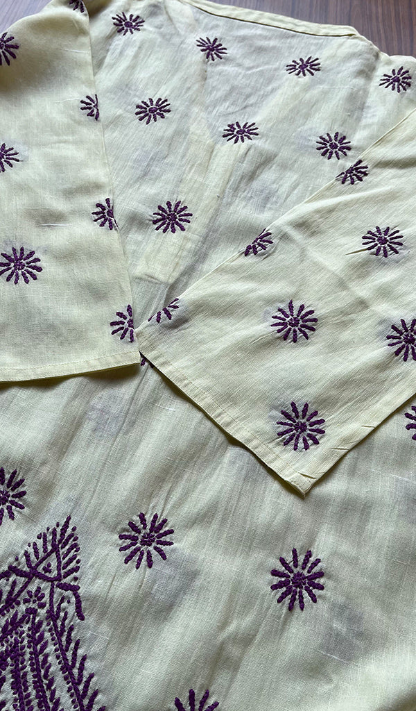 Women's Lakhnavi Handcrafted Cotton Chikankari Kurti - N1779
