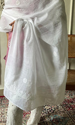 Load image into Gallery viewer, Women's Lucknowi Handcrafted Kota Cotton Chikankari Dupatta - HONC0304724