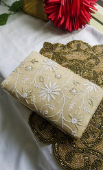 Load image into Gallery viewer, Elegant Floral Embroidered Chikankari  Clutch -  - HONC029450
