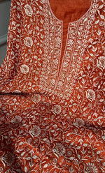 将图像加载到图库查看器中， Women&#39;s Lakhnavi Handcrafted Munga Silk Chikankari Kurta And Dupatta Set- HONC0282380
