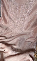 Load image into Gallery viewer, Women's Lucknowi Handcrafted Chanderi Silk Unstitched Chikankari Full Suit Material - HONC0287068
