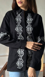 Load image into Gallery viewer, Women&#39;s Lucknowi Handcrafted Slub Cotton Chikankari Top - HONC0299183
