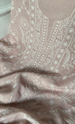 Load image into Gallery viewer, Women&#39;s Lakhnavi Handcrafted Maheshwari Mul Chanderi Unstitched Kurta And Dupatta Set - HONC0274515
