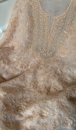 Load image into Gallery viewer, Women&#39;s Lakhnavi Handcrafted Pure Organza Chikankari Unstitched Kurta And Dupatta Set- HONC0267058
