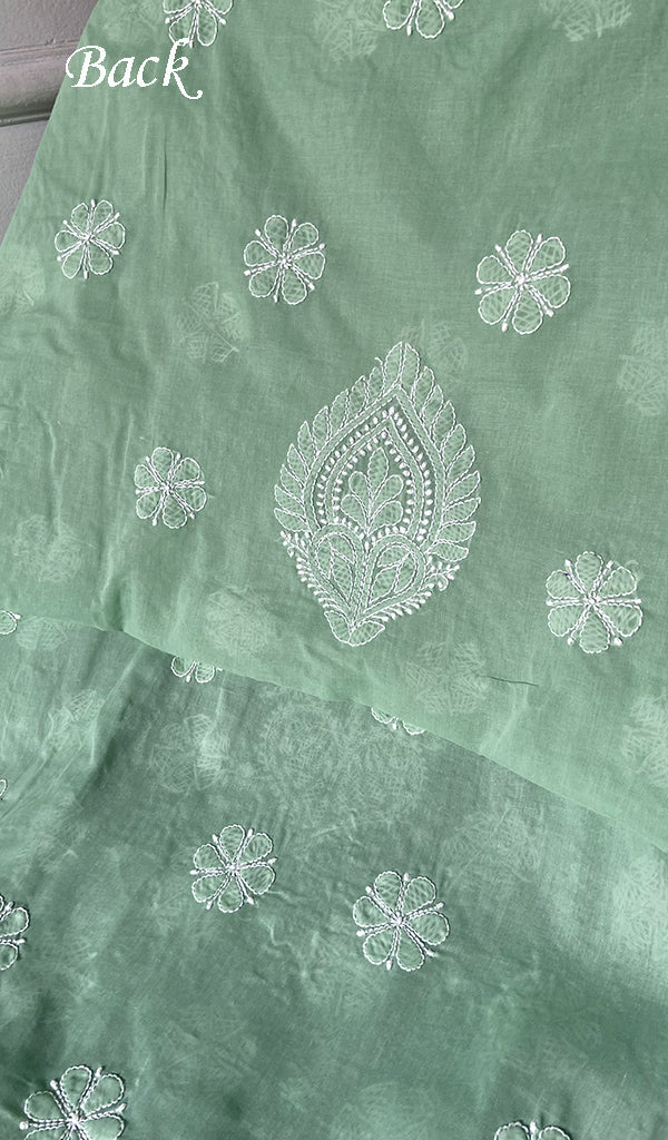 Women's Lakhnavi Handcrafted Cotton Chikankari Unstitched Kurti Fabric - HONC0367473