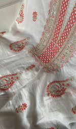 Load image into Gallery viewer, Women's Lakhnavi Handcrafted Mul Chanderi Unstitched Kurta And Dupatta Set- HONC0366817