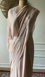 Load image into Gallery viewer, Women's Lakhnavi Handcrafted Viscose Georgette Chikankari Saree - HONC0317909