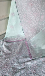 Load image into Gallery viewer, Women's Lakhnavi Handcrafted Cotton Chikankari Semi Stitched Kurti Fabric - HONC0348849