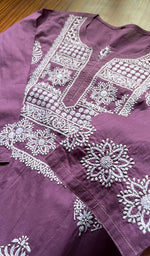 Load image into Gallery viewer, Women&#39;s Lucknowi Handcrafted Cotton Chikankari Kurti - HONC0300980
