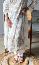 将图像加载到图库查看器中， Women&#39;s Lucknowi Handcrafted Cotton Chikankari Kurti - HONC0271344
