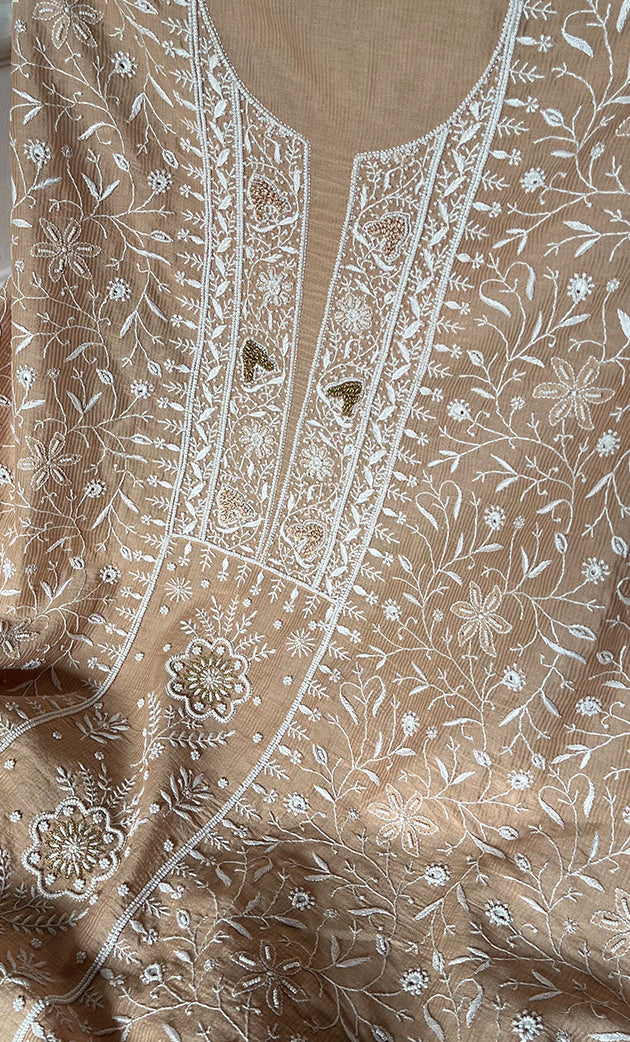 Mehr Women's Lakhnavi Handcrafted Maheshwari Mul Chanderi Kurta And Dupatta Set - HONC0285403