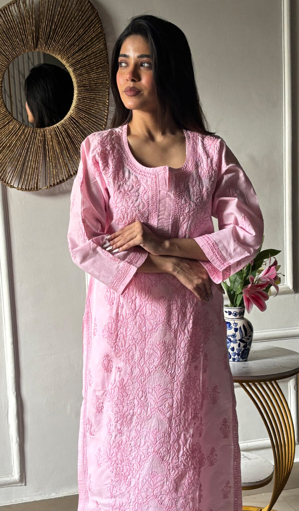 Shreea Women's Lakhnavi Handcrafted Cotton Chikankari Kurti - HONC0347171