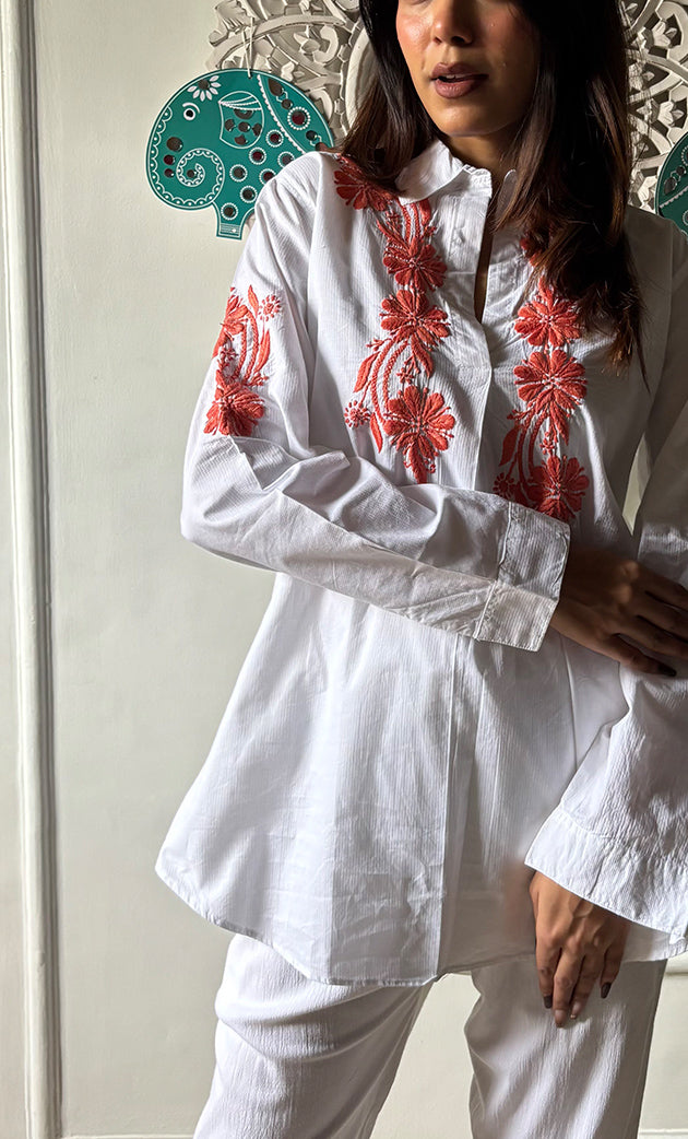 Women's Lakhnavi Handcrafted Cotton Chikankari Top - HONC0313748