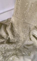 Load image into Gallery viewer, Women's Lakhnavi Handcrafted Mul Chanderi Unstitched Chikankari Full Suit Material - HONC0324472