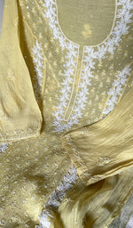 Load image into Gallery viewer, Saziya Women's Lakhnavi Handcrafted Mul Chanderi Semi - stitched Chikankari Full Suit Material - HONC0321283