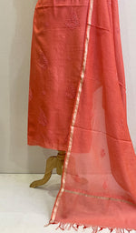 Load image into Gallery viewer, Women&#39;s Lakhnavi Handcrafted Mul Chanderi Chikankari Full Suit Material - HONC0113765