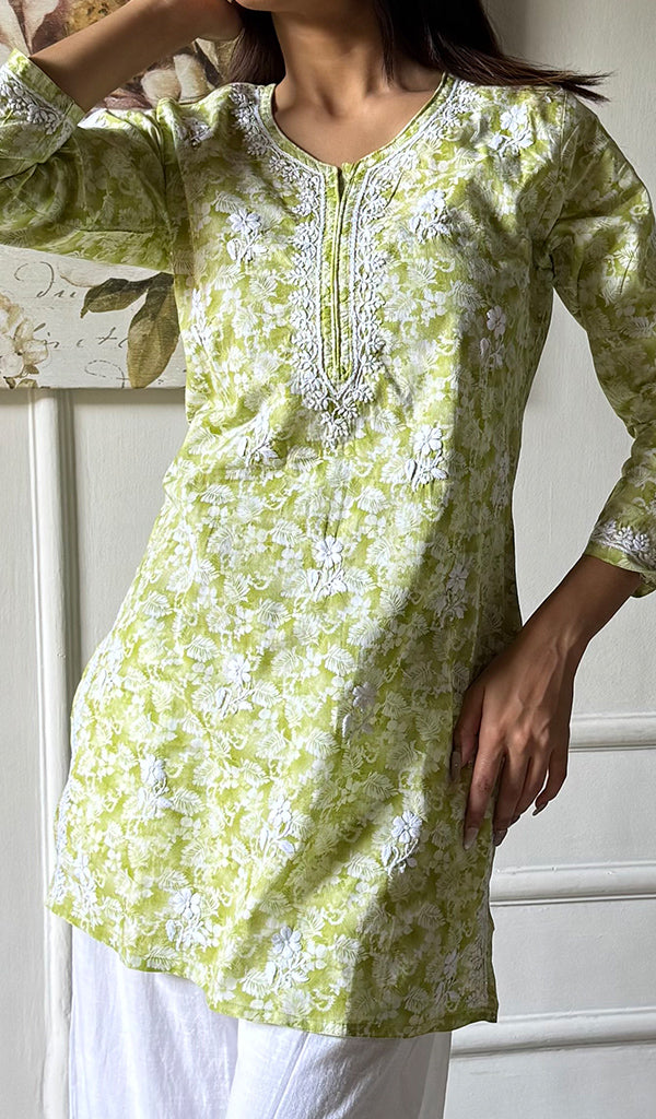 Women's Lakhnavi Handcrafted Cotton Chikankari Top - HONC0346959