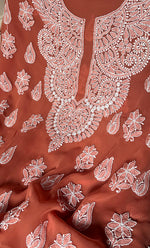 将图像加载到图库查看器中， Laila Women's Lucknowi Handcrafted Faux-Georgette Unstitched  Chikankari Suit Material - HONC0330382