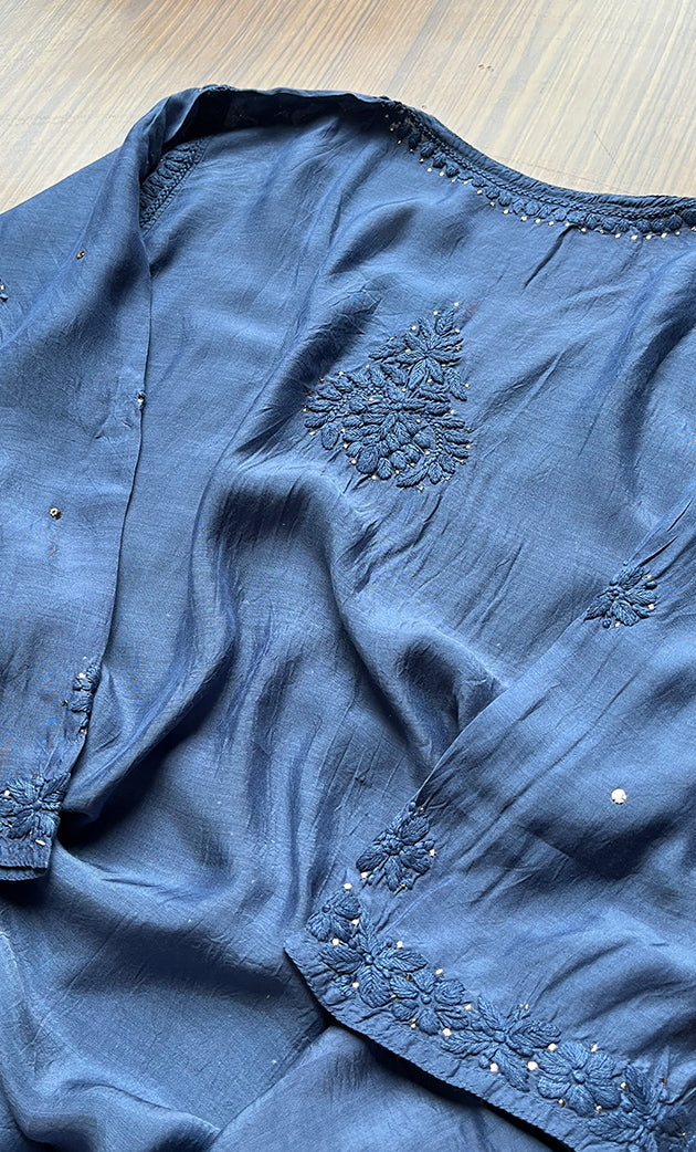 Women's Lakhnavi Handcrafted Muslin Chikankari Kurti - HONC0175667