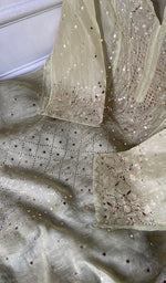 Load image into Gallery viewer, Women's Lucknowi Handcrafted Pure Organza Silk Chikankari Semi- stitched Kurta Dupatta Set- HONC0334803