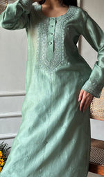 Load image into Gallery viewer, Ishita Women's Lucknowi Handcrafted Chanderi Silk Chikankari Kurti - HONC0340171