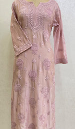Load image into Gallery viewer, Sufi Women&#39;s Lucknowi Handcrafted Chanderi Silk Chikankari Kurti - HONC0126970
