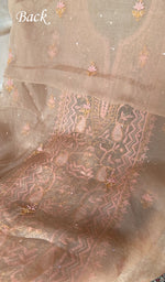 将图像加载到图库查看器中， Women's Lakhnavi Handcrafted Pure Organza Chikankari Unstitched Kurta And Dupatta Set- HONC0361473
