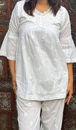 Load image into Gallery viewer, Rania Women&#39;s Lakhnavi Handcrafted Cotton Chikankari Kurta And Palazzo Set - HONC0270133
