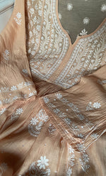 Load image into Gallery viewer, Women&#39;s Lakhnavi Handcrafted Mul Chanderi Semi - Stitched Kurta And Dupatta Set - HONC0309529
