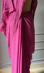 Load image into Gallery viewer, Women&#39;s Lakhnavi Handcrafted Viscose Georgette Chikankari Saree - HONC0290059
