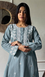 Prisha Women's Lakhnavi Handcrafted Cotton Chikankari Kurti - HONC033333