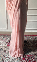 将图像加载到图库查看器中， Women's Lakhnavi Handcrafted Viscose Georgette Chikankari Saree - HONC0329021