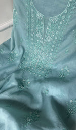 Load image into Gallery viewer, Women&#39;s Lakhnavi Handcrafted Mul Chanderi Chikankari Full Suit Material - HONC0271172
